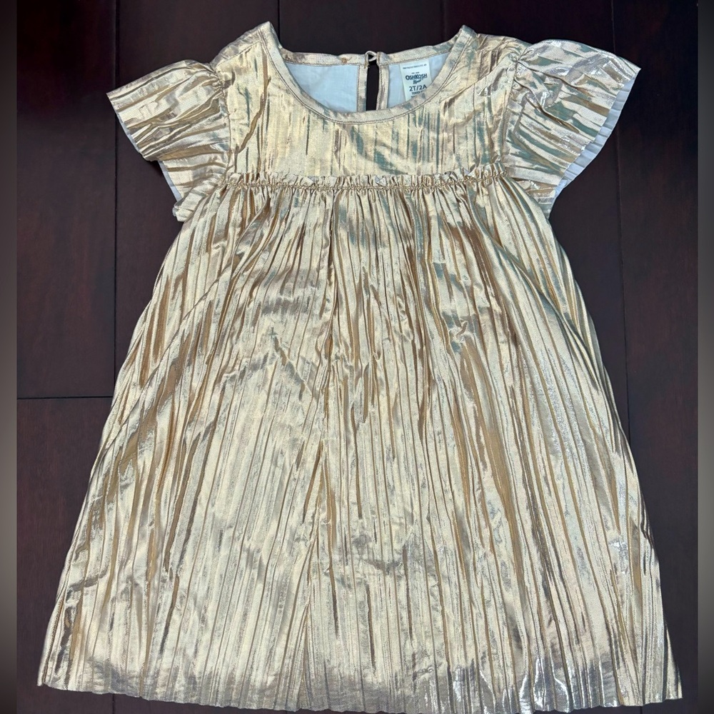 Oshkosh Gold chrome toddler dress. 2T